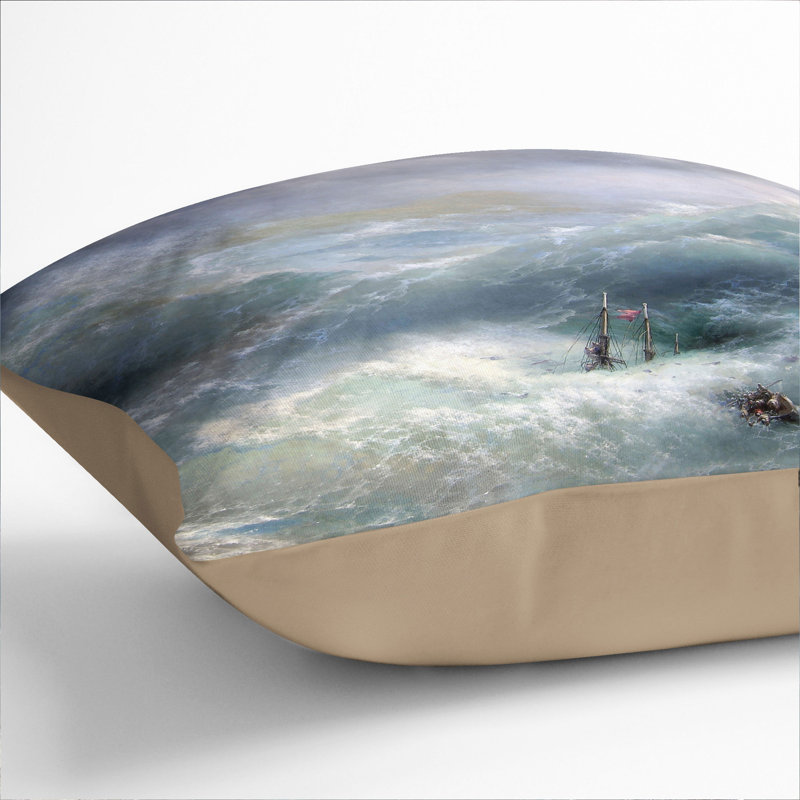 The Wave Scatter Cushion with Filling, Stone, 55cm H x 55cm W x 20cm D