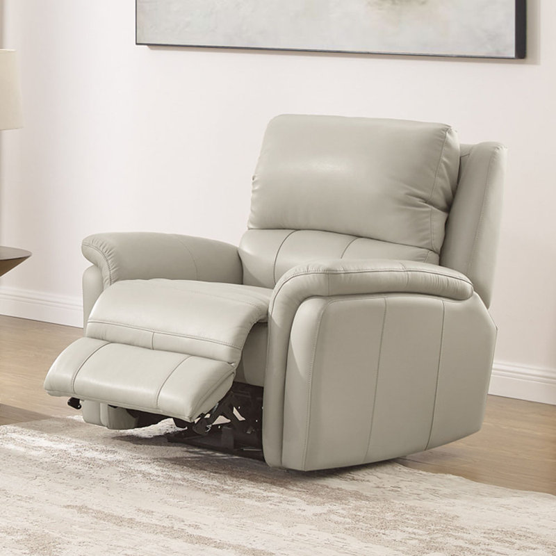 Fauteuil inclinable électrique en cuir véritable Dawan, Cuir vanille