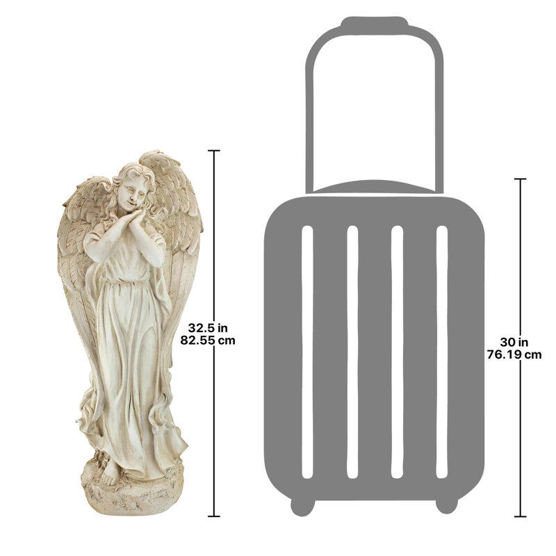 32.5-Inch Antique Stone Finish Angel Garden Statue