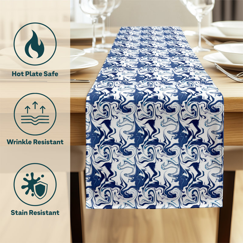 Lorentz Marble Milliken Signature Table Runner, 72" L x 12" W, Blue