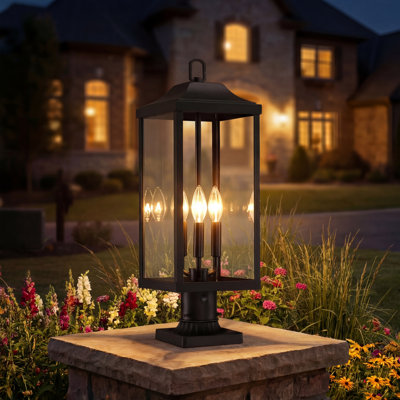 Aurelia 23.75" 3- Light Design Dusk To Dawn Outdoor Post Light with Pier Mount Base, Versatile Design