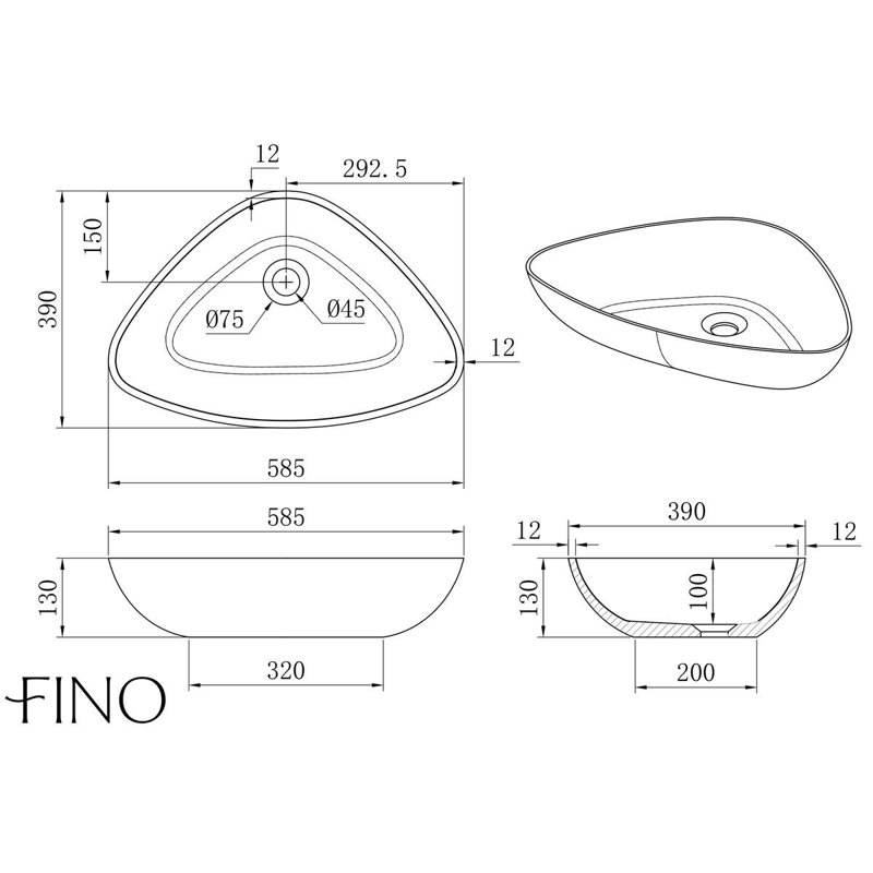 Brayden Studio 58.5mm L x 39mm W Natural Stone Oval Sink