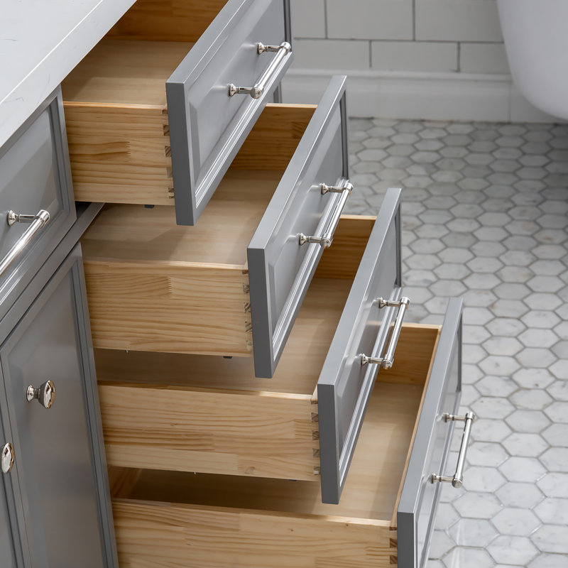 Palace 72'' W Double Vanity, Cashmere Gray, Polished Nickel