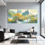 Paysage et nature, paysage de montagne, automne, rivière, reflet, pavillon, arbres, nuages, ensemble de 3 impressions sur toile-1958428930