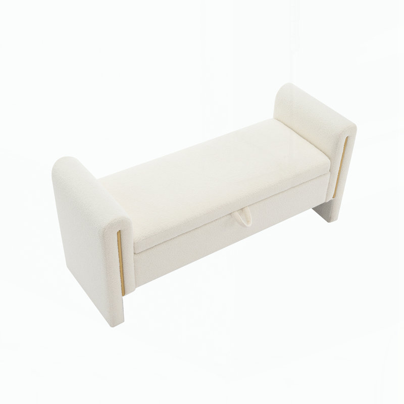 Banc de bout avec accoudoirs et rangement Modern, Cream, Cream, Cream