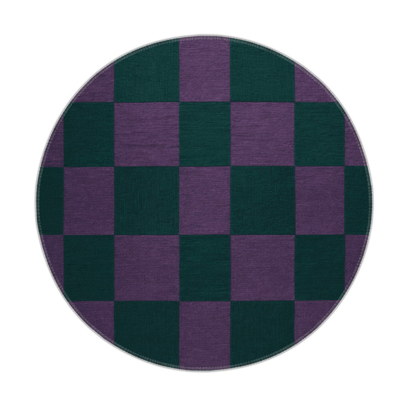 Tapis d'intérieur et d'extérieur à carreaux bleu, Rond 5 pi