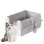 Extra Large Stainless Steel Cat Litter Box - High Sided, Open Top, Non-Stick & Odor Resistant - Rustproof,  Includes Scoop - For Big, Multiple or Fat Cats, 70x50x30cm, Bottom Tray 15cm