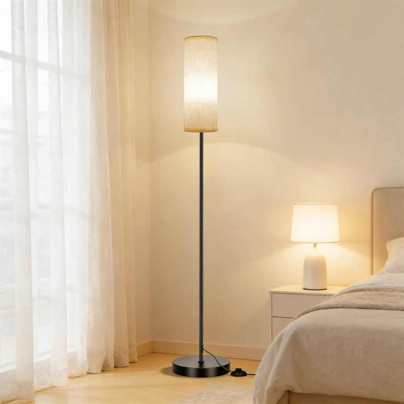 2-Pack Dimmable Floor Lamps With Remote, Beige Shade, 9W Smart Bulb