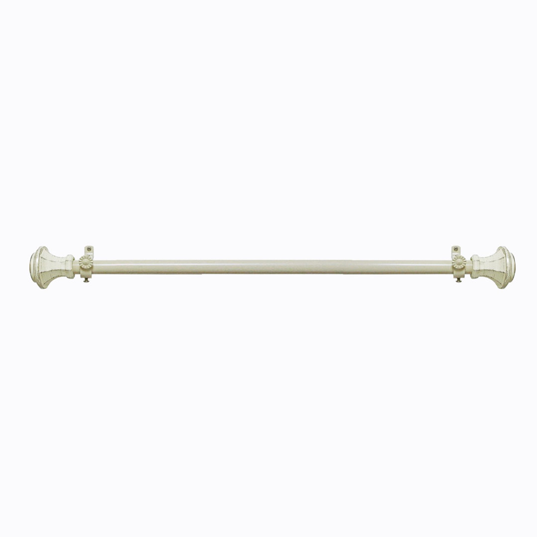 Cream Adjustable 0.75" Diameter Single Curtain Rod Woven Trends 