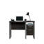 Bureau brun foncé pour la salle de bricolage et les tâches d'écriture, productivité compacte à un seul piédestal, tiroir de rangement avec butées en métal, cadre argenté de style moderne au fini noir, tiroir coulissant lisse,