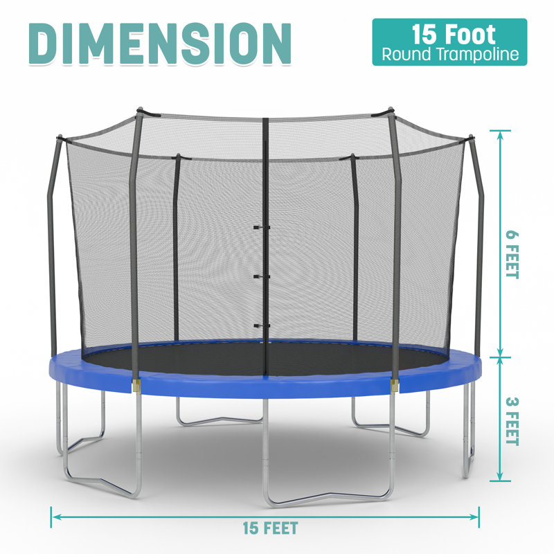 Skywalker Trampolines 15Ft Round Trampoline With Enclosure  Blue