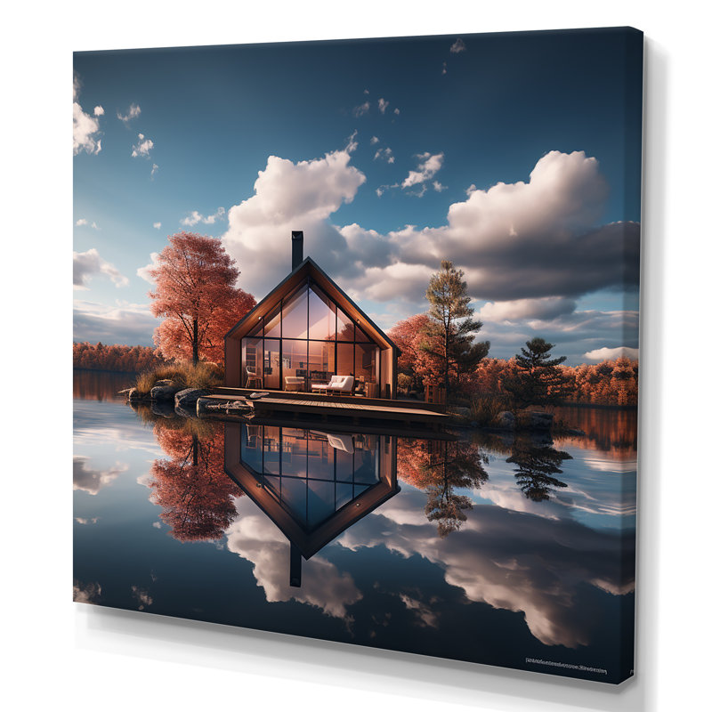 «Lakeside House Autumn Leisure», reproduction sur toile, Toile tendue, 36" H x 36" W