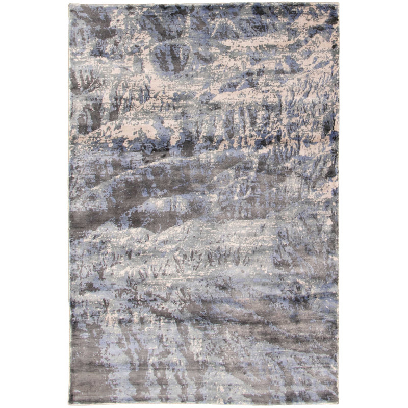Tapis bleu noué à la main Quinones
