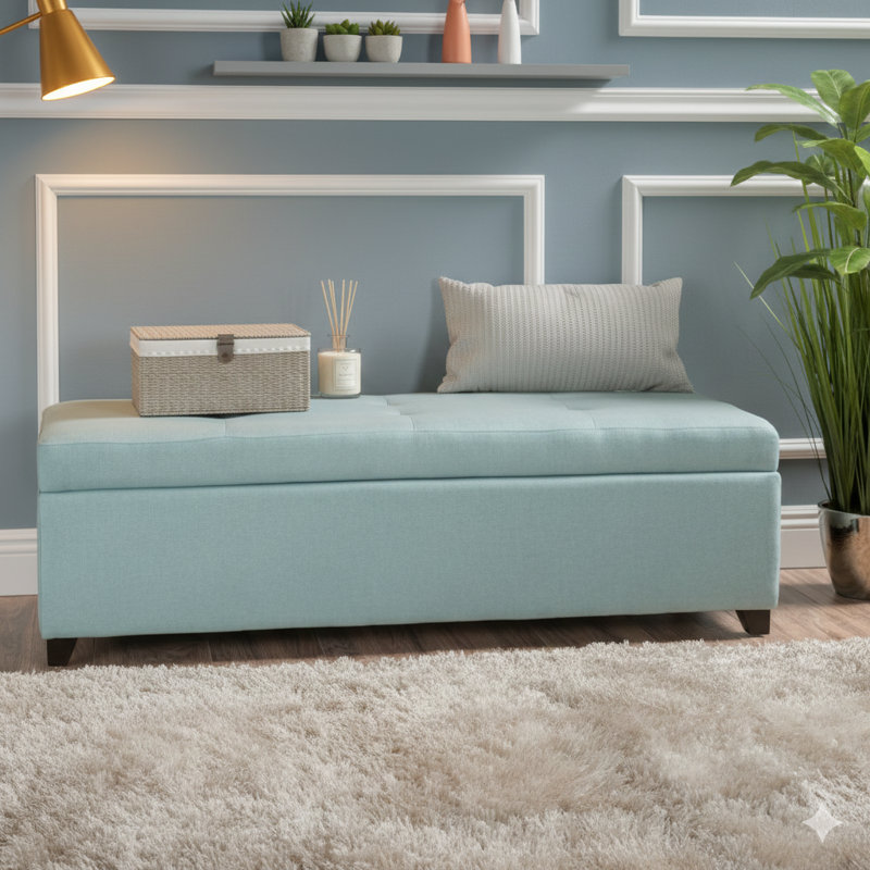 Repose-pieds de 50 po avec repose-pieds rectangulaire contemporain pour le salon, le vestibule et la salle familiale