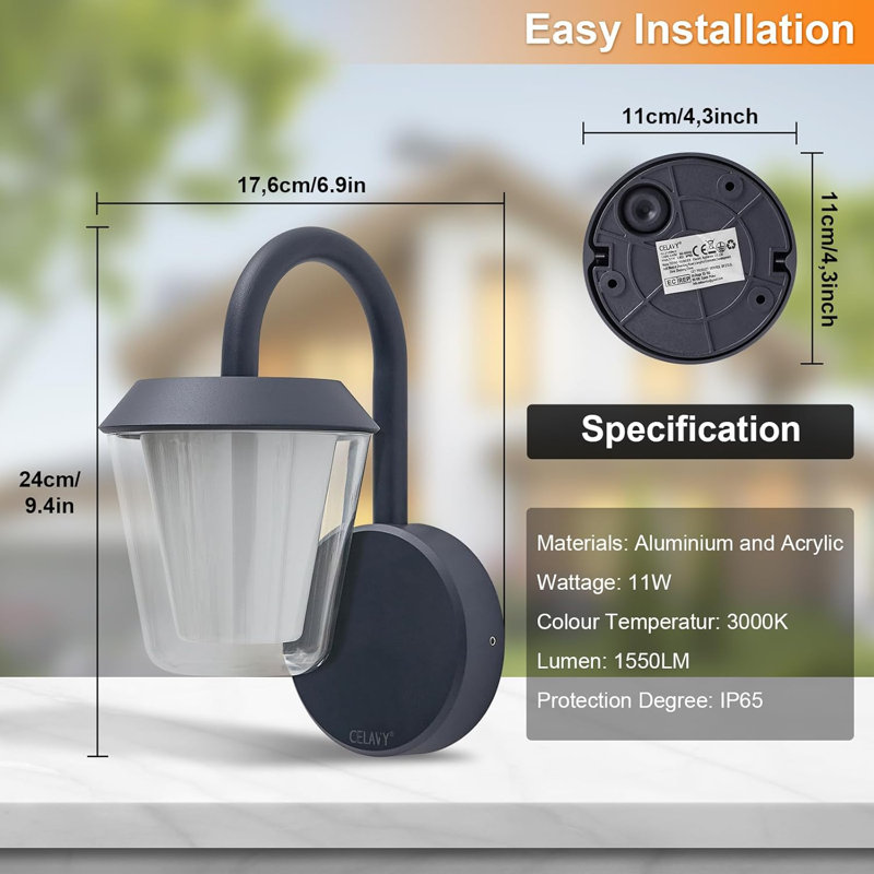 Matte Black 24cm H Battery Powered Outdoor Barn Light