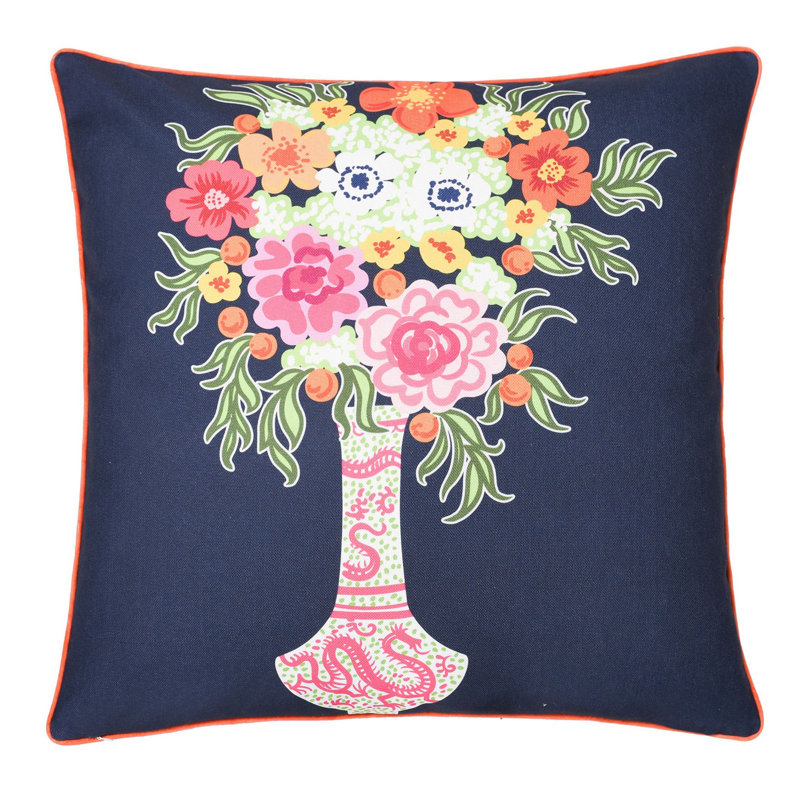 Hot Pink and Navy Velvet Double Sided Throw Pillow