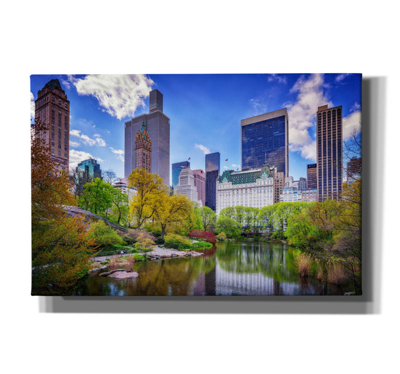 «Central Park South from Gapstow Bridge» par Rick Berk, art mural sur toile, H 12 po x l 18 po x P 0,75 po