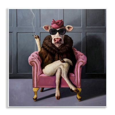 Art mural en forme de vache rose tendance par Lucia Heffernan