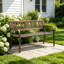 Banc de patio extérieur en métal avec dossier floral et accoudoirs Grove