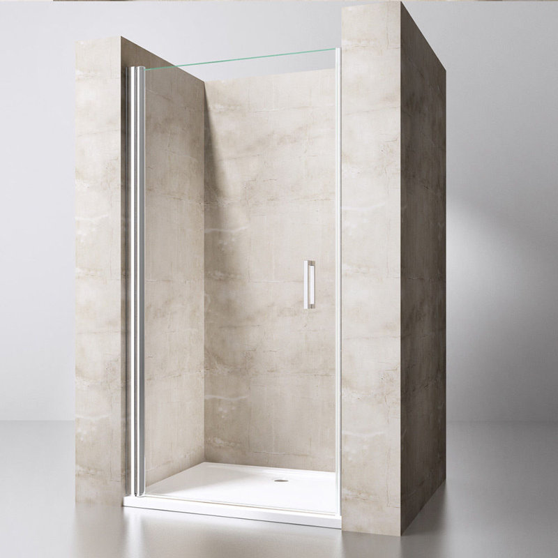  800mm Shower Door with Frameless Pivot Hinge style Reversible Shower Enclosure Door - 6mm Thick Safety Glass, 90 Cm