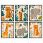 Safari Jungle Animal, ensemble de 6 reproductions d'art encadrées par des animaux-119347185-119347184