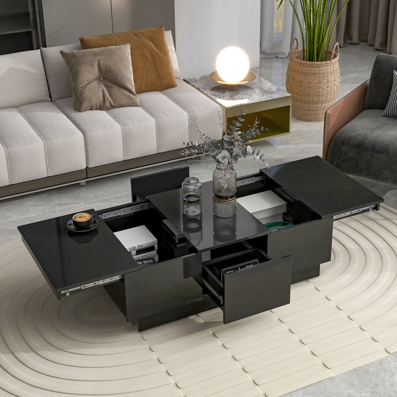 Table basse extensible avec rangement coulissant Roomfitters, Noir