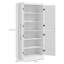 4-door tall kitchen cupboard, freestanding 6-tier storage cabinet with 2 adjustable shelves for living room, dining room, white