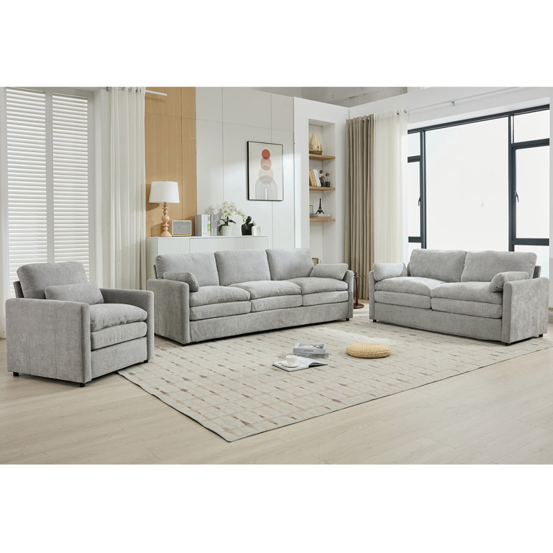 Ensemble de canapé rembourré surdimensionné Comfy Cloud Sofa, Gris clair