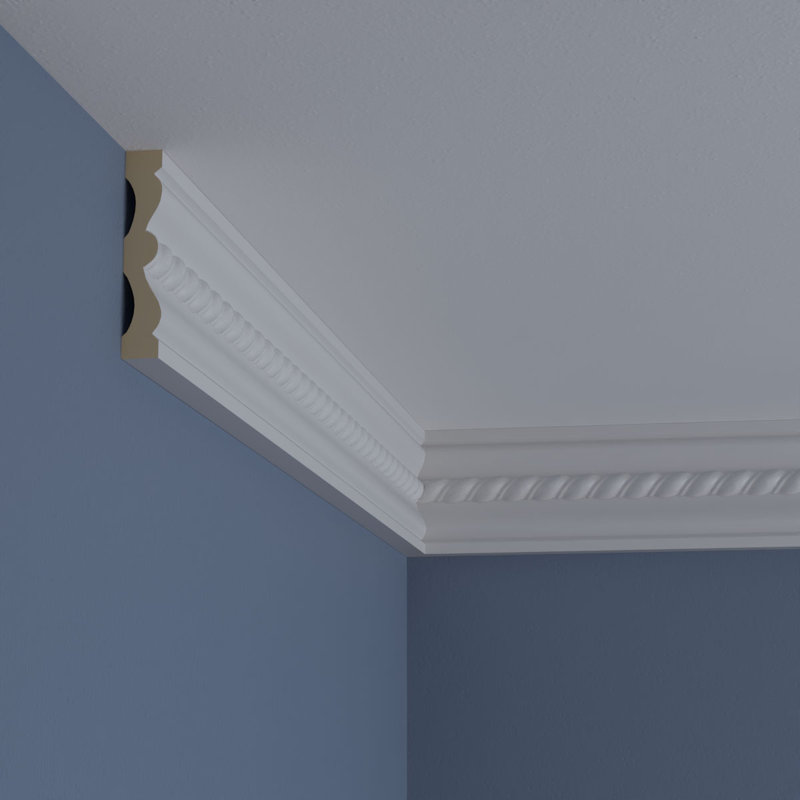 Endurathane Oslo Rope Chair Rail or Casing Moulding, 4"H x 3/4"P x 94 1/2"L, Factory Primed