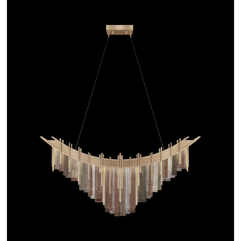 Luminaire suspendu 8 lumières Arpeggio, Doré, Verre multi-tons