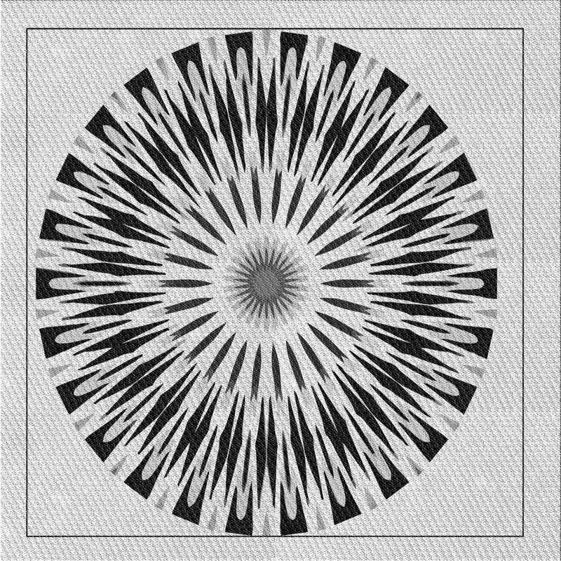 Tapis noir / gris en laine et polyester tissé à la machine Oriental, Carré 5 pi