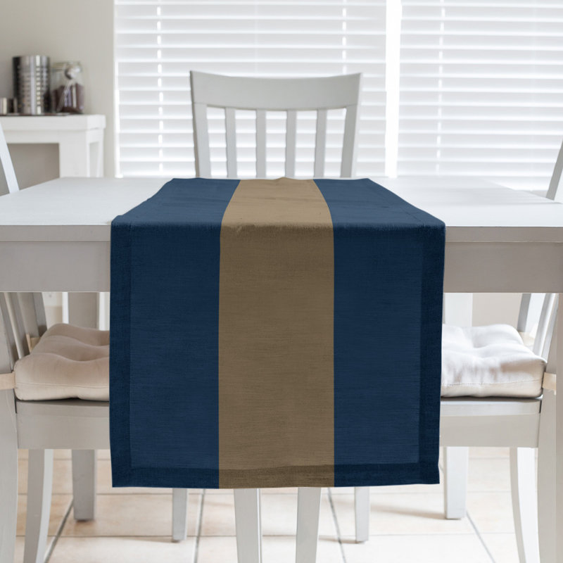 La Horns Football Stripes Table Runner, 90" L x 16" W, Cotton Blend, Blue/Gold