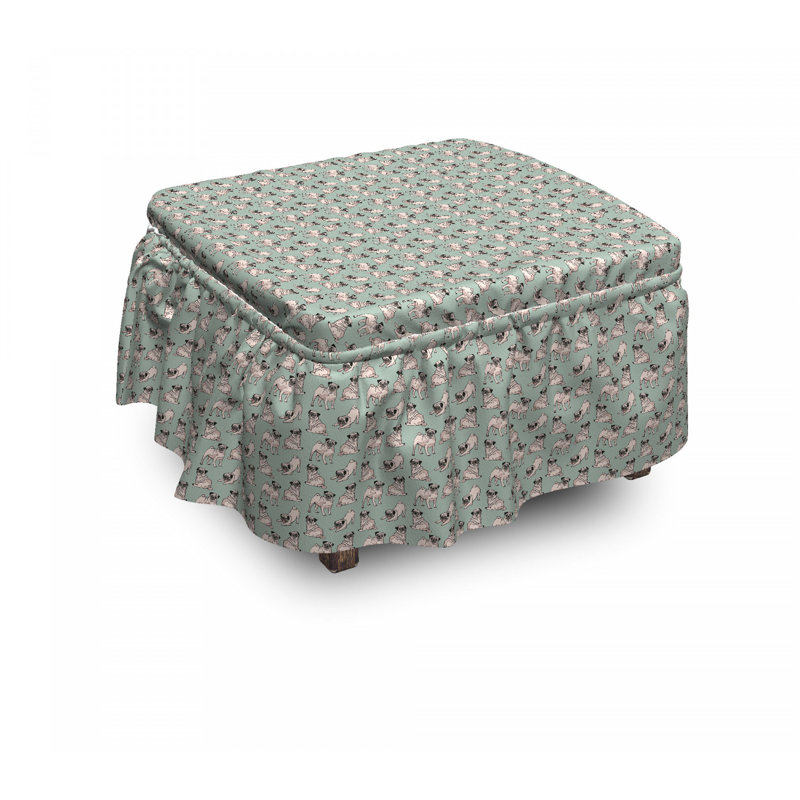 Ensemble de housse pour repose-pieds à coussin de boîte 2 pièces carlin assis