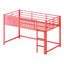Lit simple en métal avec garde-corps de sécurité et support latéral, cadre de lit pour enfants, aucun sommier requis, assemblage facile, rose