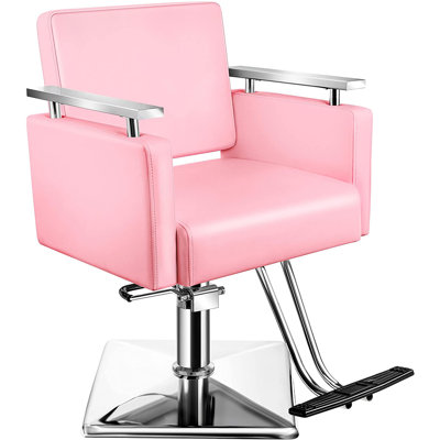 Fauteuil de massage en similicuir avec coiffeuse et coiffeuse pour coiffeur - rose