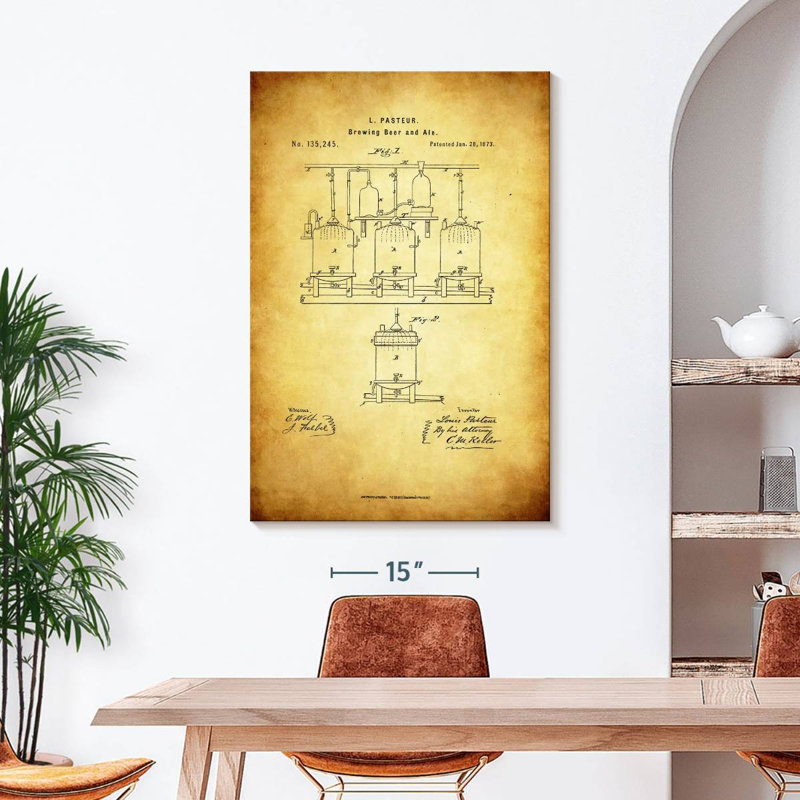 " Brewing Beer And Ale Patent ", 45" H x 30" W x 1.25" D