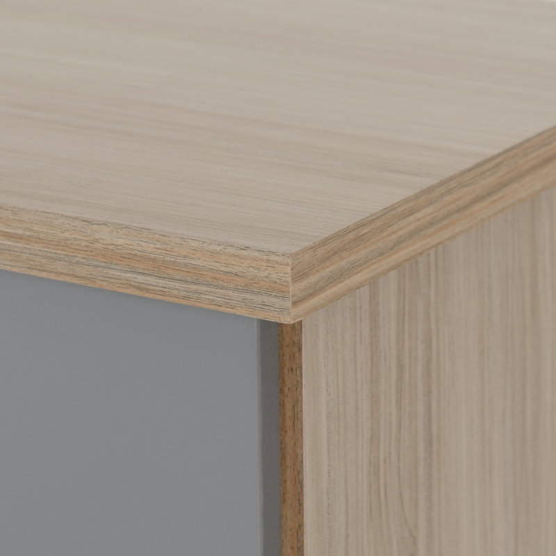 Cascio 3 Drawer Chest Of Drawers, Grey Gloss/Light Oak Effect Veneer