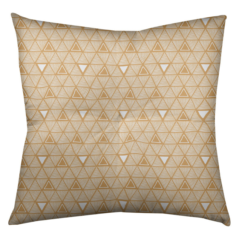 Classic Hand Drawn Triangles Floor Pillow, 30" x 30", Orange
