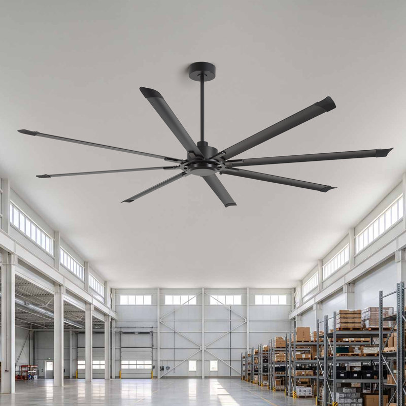 100" Industrial HVLS Ceiling Fan Without Light, Commercial Extra Large Ceiling Fan with Remote Control, Reversible DC Motor, Aluminum Blades for Warehouse Garage Patio Gym
