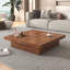 Table basse carrée en placage avec plateau coulissant et rangement-496815722