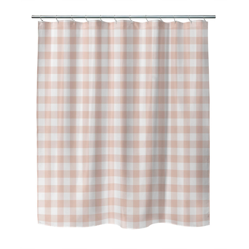 Proper Gingham Ultra-Thin Lightweight Shower Curtain, Pink