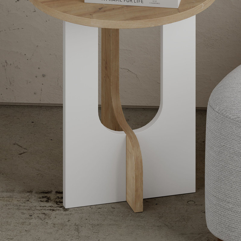 Table de bout Cassandria, Blanc, Naturel
