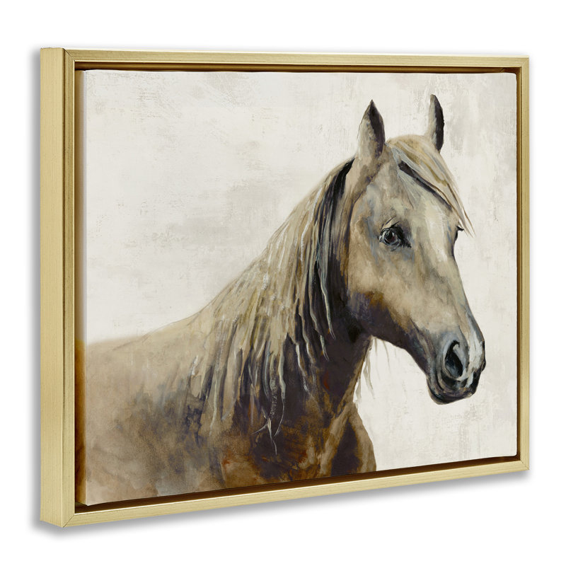Cadre flottant Sea Biscuit Horse, design par Jacob Q, H 17 po x l 21 po, Cadre flottant métallique doré