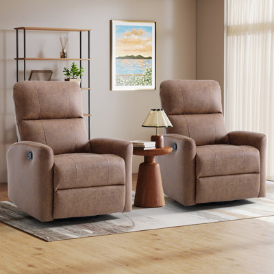 Corman 30.7" Wide Modern Soft Upholstered Glider And Swivel Manual Recliner (Set of 2)