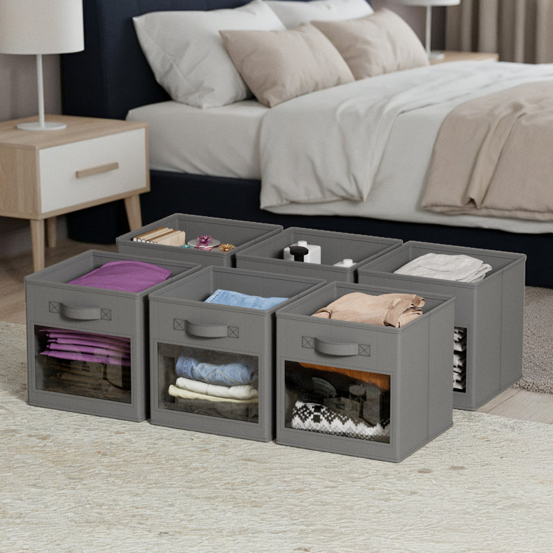 Storage Cubes with Clear Windows, Set of 6 Fabric Bins, Foldable Basket Boxes for Closet, Cubby Shelf & Cube Storage Organizer