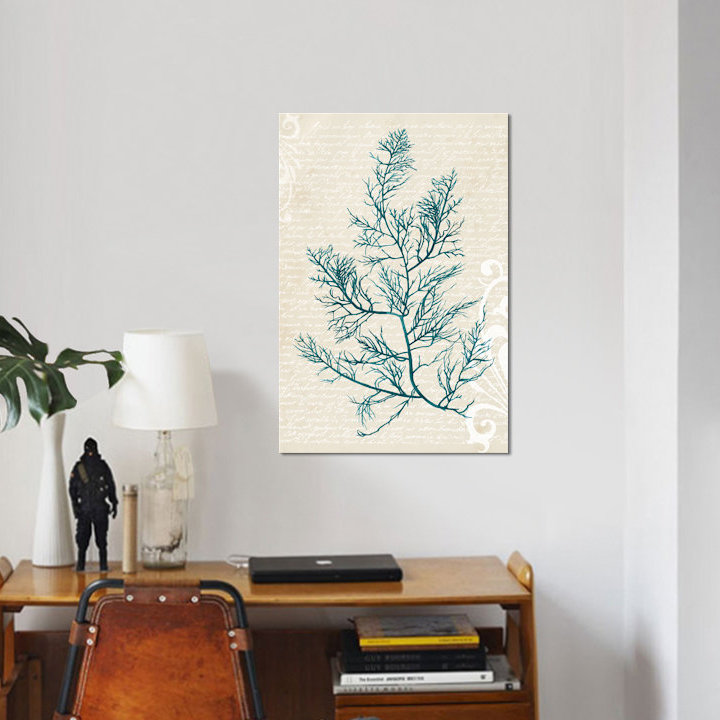 «Teal Seaweed I», impression sur toile, H 40 po x l 26 po x P 1,5 po, Toile tendue, Pas de tapis