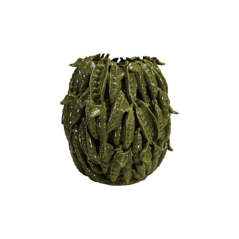 Stoneware Vase With 3D Peas In Reactive Glaze
