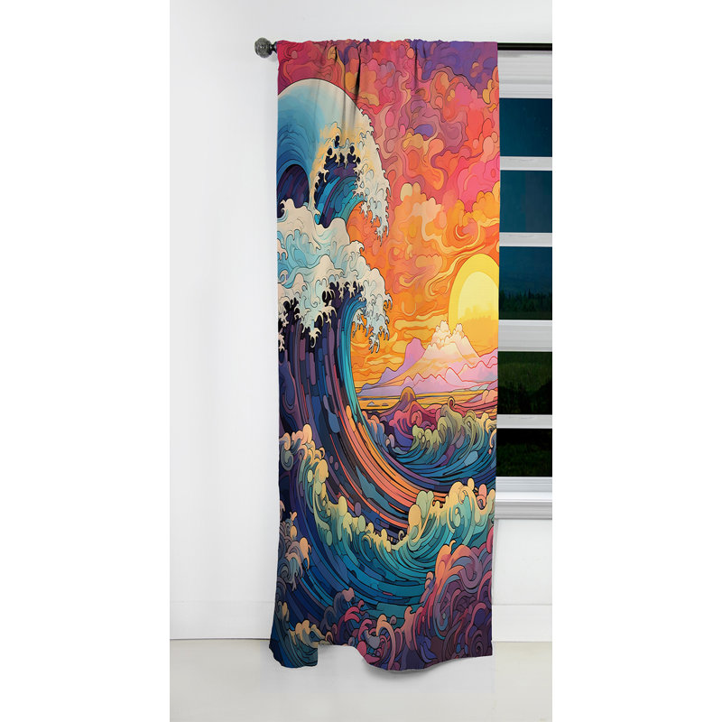 Bennet - Japan Art Abstract Blackout Curtain - 1 Panels, 52" W x 63" L