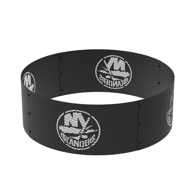 Round Steel Wood Burning Fire Pit, New York Islanders