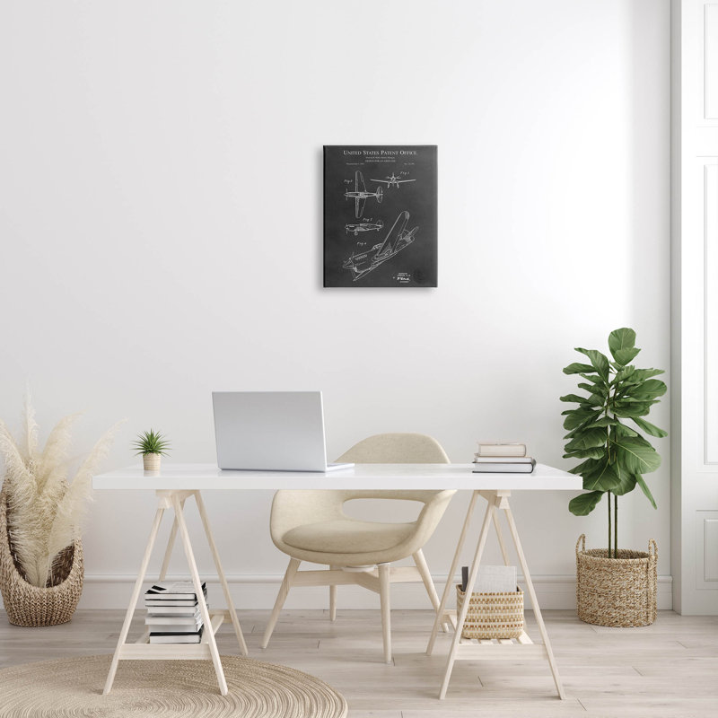 Art détaillé sur toile, plan détaillé de l'avion par Karl Hronek, H 20 po x l 16 po x P 1,5 po